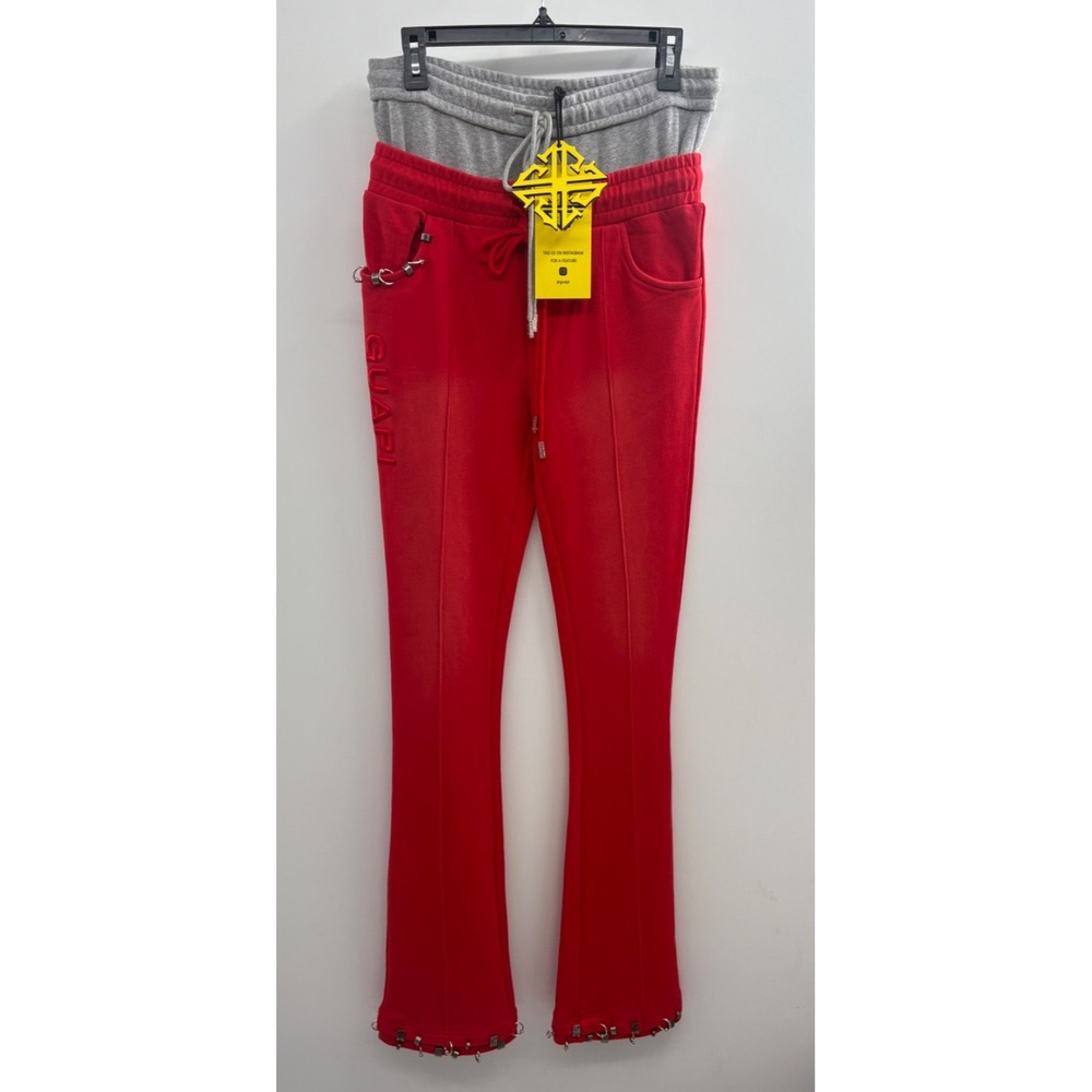 GUAPI Crimson Red Piercing Sweat Pants Women's 30 Red Fleece Waist Pockets - NWT